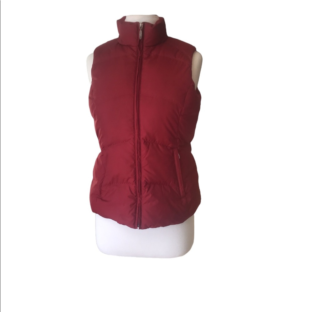EDDIE BAUER MAROON Premium Goose Down Puffer Parka Vest